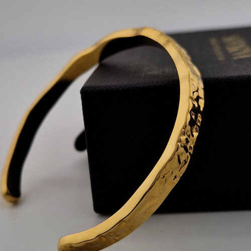Gold Hammered Stainless Steel Cuff Bracelet