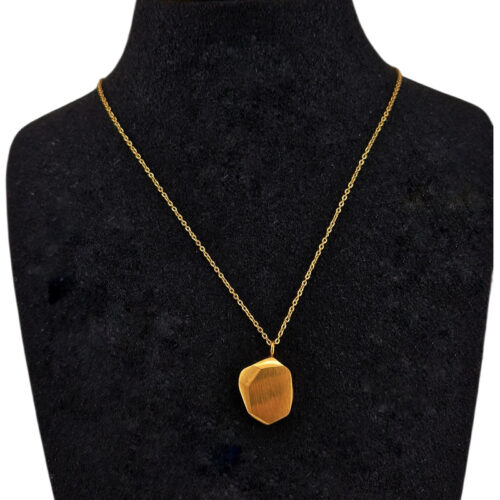 Engraved Gold Pebble Necklace