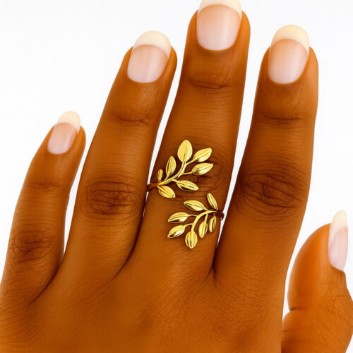 Golden Laurel Adjustable Leaf Ring